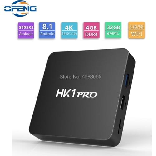 Android 8.1 Smart TV BOX HK1 PRO S905X2 LPDDR4 4GB 64GB 2.4GHz&5GHz Wifi BT 4K 3D Google Play Store Set Top box Voice Assistant