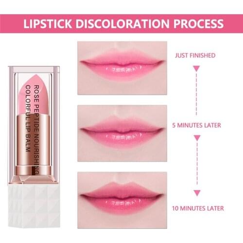 Temperature Change Color Lip Balm Pink Hygienic Moisturizing Nutritious Rose Peptide Lipstick Anti Aging Makeup Lip Care