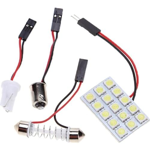 White T10 15 smd 5050 Led Car Lamp Bulb Auto Interior Reading Light Festoon Dome 2Adapter DC 12v car styling Highlight