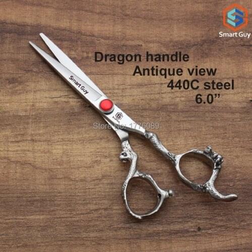Free shipping 6.0" inch High quality dragon handle Hair Scissors in Japan 440c steel, SL3-60