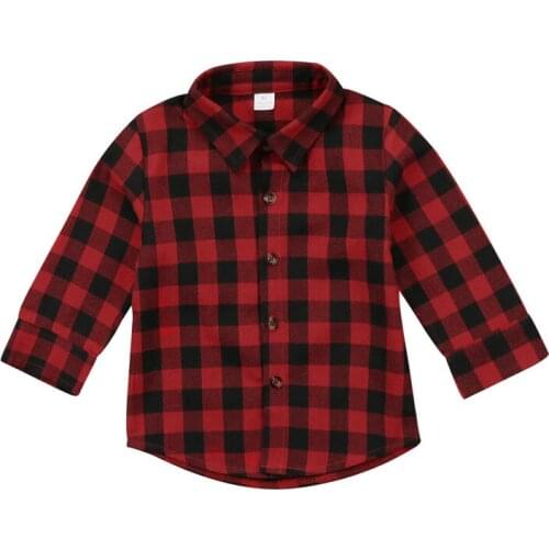 Toddler Kids Baby Boys Girl Blouses Long Sleeve Clothing Plaid Tops Shirt Long Sleeve Shirts Blouses Cotton Casual Clothes Girls