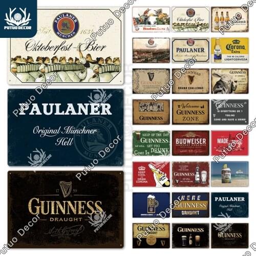 Putuo Decor Beer Brand Vintage Tin Sign Metal Plaque Drinker Advertising Plate Wall Decor for Pub Bar Man Cave Club Decoration