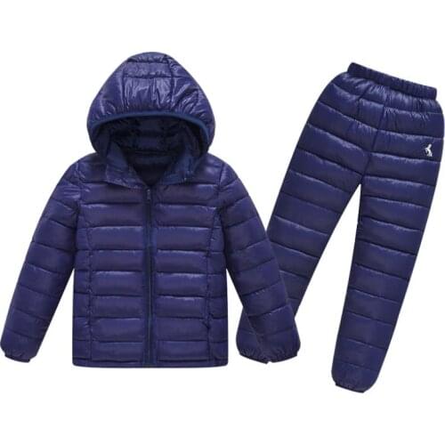 Children Set Boys Girls Clothing Sets Winter Hooded Down Jackets Pants Waterproof Thick Warm Tracksuts Kids Clothing Tracksuit