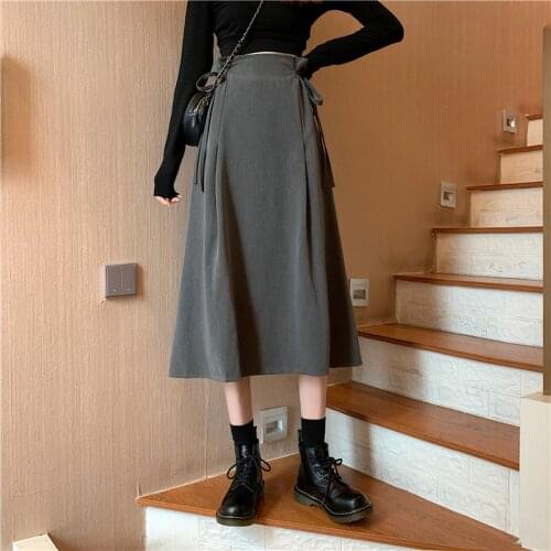 Diseyar 2021 Summer Korean School High Senior Student Wear A-Line Long Neck Skirt Casual Black