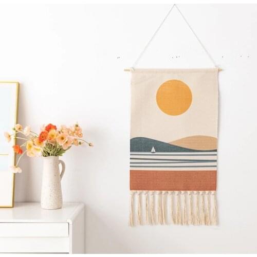Boho Home Hanging Tapestry with Handmade Tassels Dorm Hotel Wall Hanging Cover Blanket Decor Fabric Stay Decoration Accessories