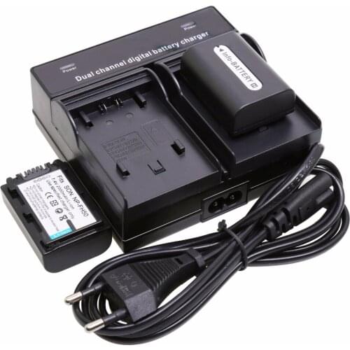 Probty 2Pcs NP-FH50 NP FH50 Battery Dual Channel Charger For Sony A230 A290 A390 DSC-HX1 HX100 HX200 HDR-TG1E TG3 TG5 TG7 Camera