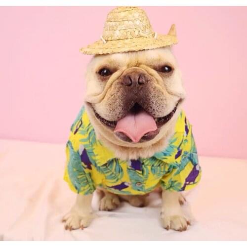 French Bulldog Summer Hawaiian Flower T-Shirt Dog Puppy Cool Shirt Schnauzer Pug Teddy Corgi Pet Clothes Vest Dogs Costume GSC01