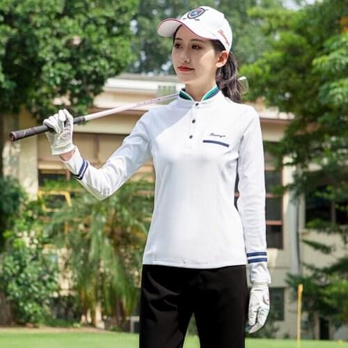 Golf Clothing Women Long Sleeve Shirts Golf Tops New Stand Collar Team Uniform Outdoor Sports Clothes College Korean Style