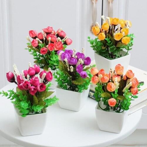 Simulation Potted Plants Eco-friendly Realistic Non-fading Faux Silk Flower Durable Decorative Artificial Flower Home Decoration