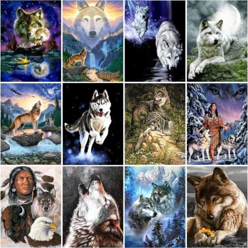 AZQSD Painting By Numbers Wolf Home Wall Art Canvas Painting Art Pictures By Numbers Unique Gift For Children Handmade