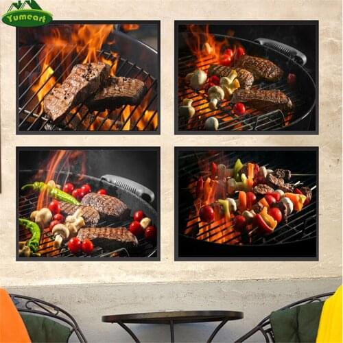 Barbecue Grains Spices Vegetables Kitchen Cooking Canvas Painting Posters and Prints Wall Art Food Pictures Living Room Decor
