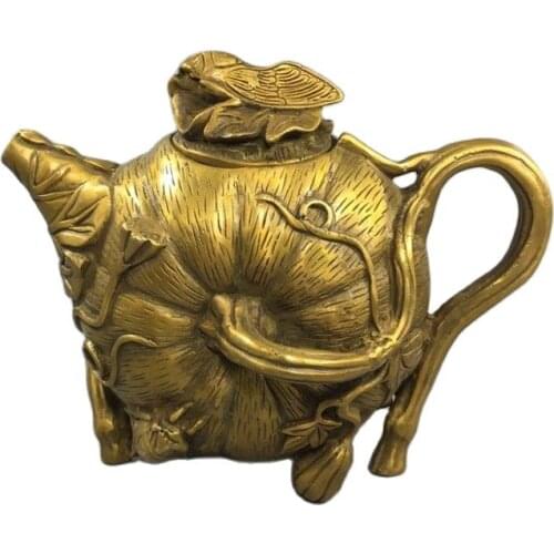 Chinese Old Copper Collection Pure Copper Pumpkin Wine jug