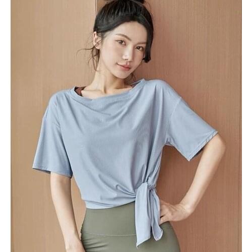 Yoga Crop Top Sports Short Sleeve Womens T-shirt Running Training Yoga Neck Top Womens Summer Top Deportivo Mujer Camisetas