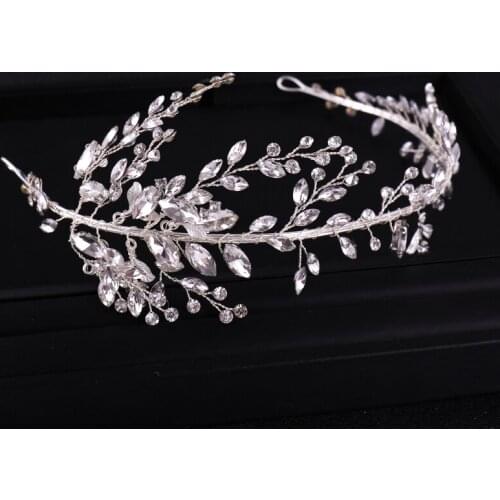 Fashion Silver Color Bride Hair Jewelry Women Crystal Headband Rhinestone Handmade Tiara Crown Hairband Wedding Hair Accessories