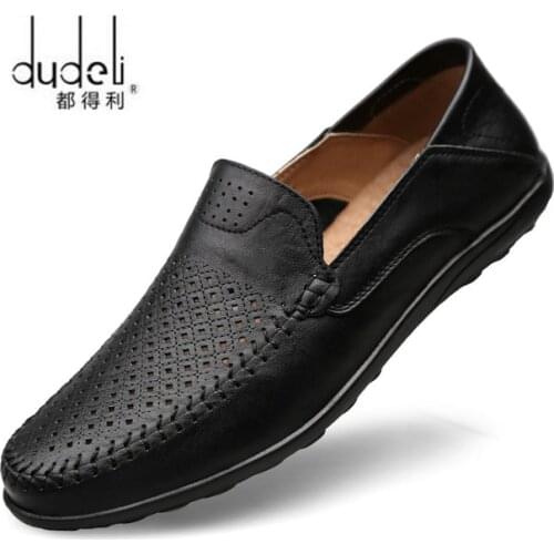 Italian Mens Shoes Casual Luxury Brand Summer Men Loafers Genuine Leather Moccasins Breathable Slip On Boat Shoes Zapatos hombre