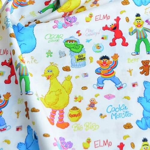 Cartoon Popupar Kids TV Sesame Boyts Cotton Fabric for Clothes Hometextile Backpacks Slipcover Cushion Cover DIY Material