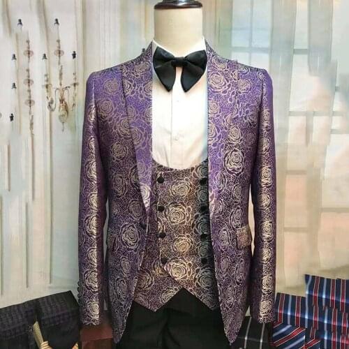 2021 High quality Men Dress Suit Men Suit Bridegroom Wedding Tuxedo New Style Blazer Slim Fit Jacket Vest Pants 3 Piece Men Suit