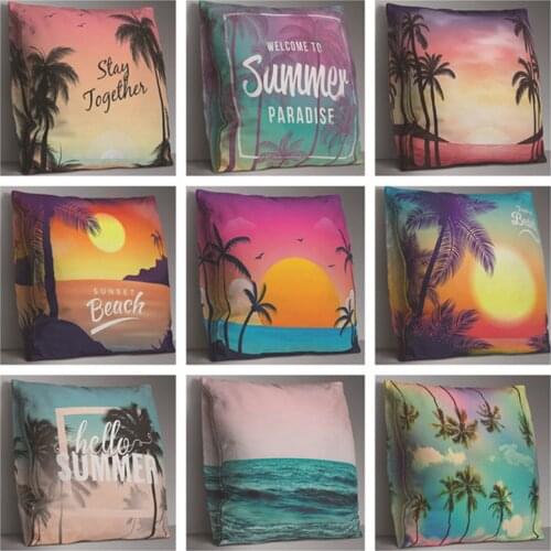 Sea Coconut Tree Pillowcase Summer Beach Tropical Sofa Cushion Covers Double Sides Throw Pillow Home Decor Pillowcase
