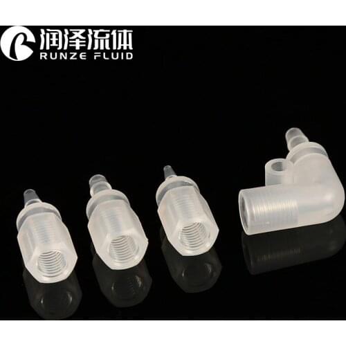 FDA Polypropylene Barb-to-Female Adapter 1/4"-28 Thread Easy Mounting High Transparency High Quality Low Cost