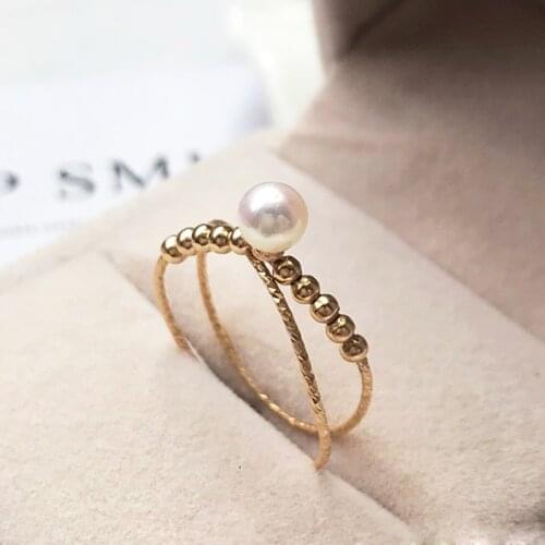14K Gold Filled Natural Pearl Rings Handmade Knuckle Ring Mujer Boho Bague Femme Handmade Minimalism Jewelry Rings for Women