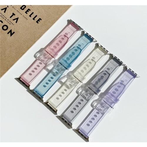 Silicone Discolored for Apple Watch Band 38mm Series 3 iWatch 42mm Strap Sparkly Apple Watch 5 Band 44mm Wrist Band Accessories