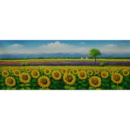 Hand Painted Flower Oil Painting Modern Beautiful Sunflower Farm Landscape Canvas Painting Wall Picture Painting for Living Room