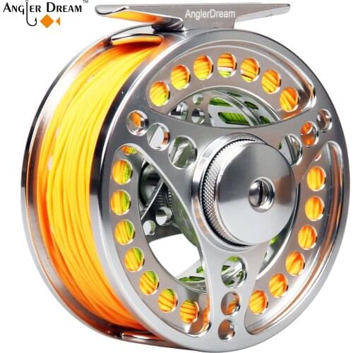Angler Dream Fly Fishing Reel and Line Combo Silver Larger Arbor Hand Changed Fly Reel WF Floating Fly Line Leader Backing