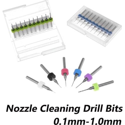 10pcs/Set 0.1-1.0mm 3D Printer Nozzle Cleaning Drill Bits for Extruder RepRap 3D Printer Accessories For MK7 MK8 Print Nozzle