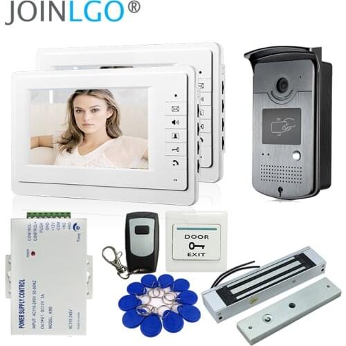 Free Shipping Wired 7 Inch Video Door Phone Doorbell Intercom System 2 Monitor RFID Night Vision Camera Magnetic Lock