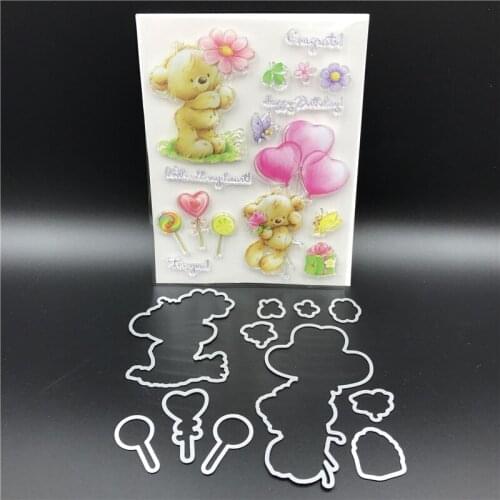 Balloon Bear Metal Cutting Dies Stencils for DIY Scrapbook/photo album Decorative Embossing DIY Paper Cards Making Proje A584