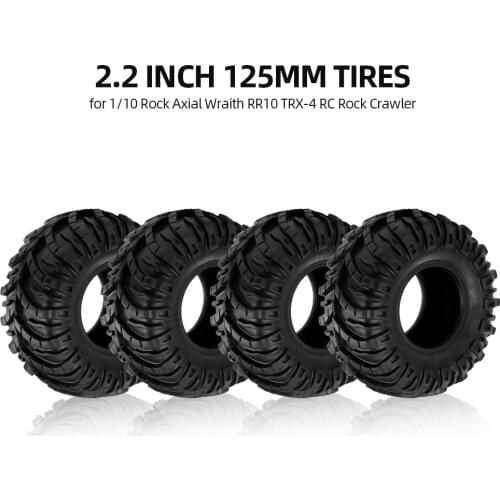 High Quality 4Pcs 2.2 Inch 125mm 1/10 RC Rock Crawler Tires for 1:10 Rock Axial Wraith RR10 RC Rock Crawler Jeep Truck