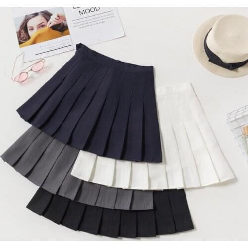 Women High Waist Cosplay Skirt 2019 Spring Summer Kawaii Denim Solid A-line Sailor Skirts Japanese School Uniform Mini
