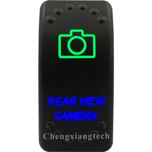 Rear View Camera Up Green & Down Blue Led Light Rocker Push Switch 5Pins SPST ON/OFF 12V 24V For Marine Boat Car Waterproof