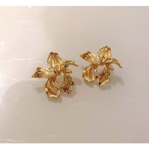 Minar Statement Irregular Twisted Flower Dangle Earrings for Women Ladies Gold Color Alloy Geometric Earrings Accessories