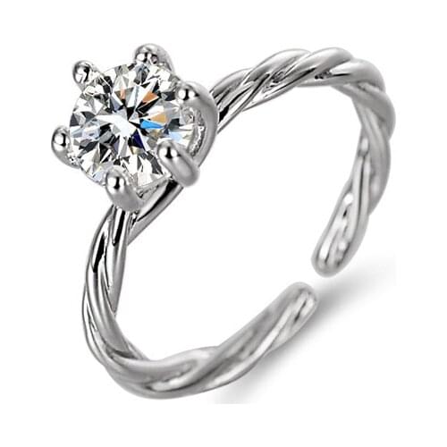 Trendy Women Ring 925 Silver Jewelry Accessories with Zircon Gemstone Open Finger Rings for Wedding Promise Party Gift Wholesale