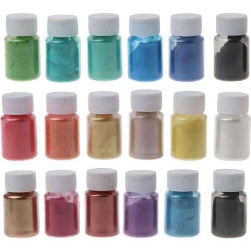 18Color Cosmetic Grade Pearlescent Mica Powder Soap Makeup Art Colorant Epoxy Resin Dye Pearl Pigment Jewelry Making 10g