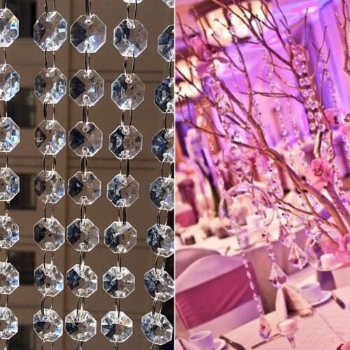 10m (33FT) Acrylic Crystal Clear Bead Wedding Supply decor Garland Chandelier Hanging for outdoor Christmas Tree Decoration