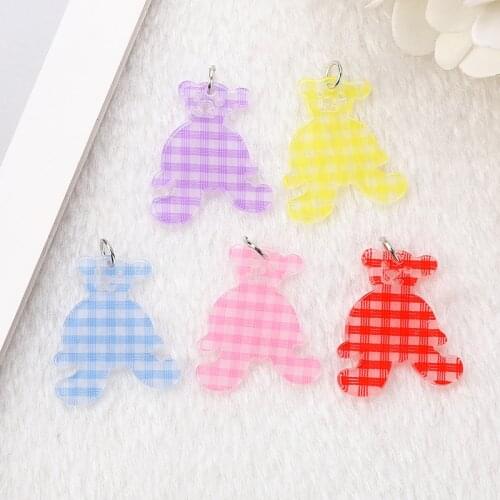 10 Pcs 25*30mm Bear Charms Flatback Acrylic Jewlery Findings DIY Scrapbooking Embellishment Decoration Craft