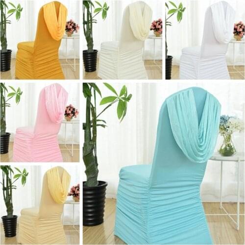 13 Colours Wedding Spandex Chair Cover Ruffle Top Lycra Universal Chair Cover Hotel Banquet Party Decoration Pleat Design