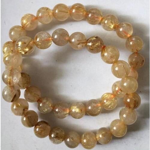 Approx9-10mm AA Natural golden rutile quartz bracelet beads
