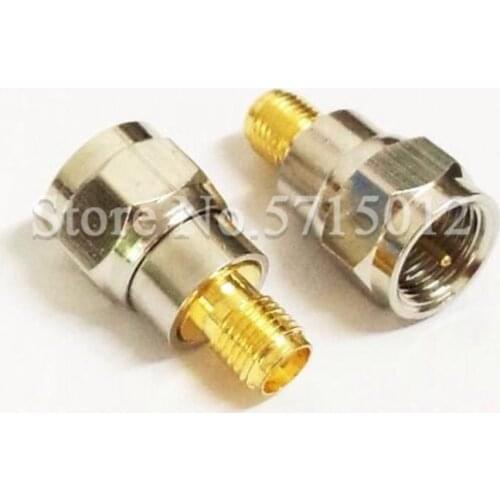 2pcs F Male Turn to SMA Famale RF Adaptor F/SMA-JK Radio Frequency Coaxial Cable Connector Converter