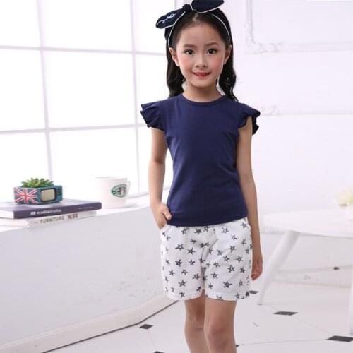 2020 summer girls chiffon clothes Sets tracksuit kids t shirt+shorts suits floral sleeveless blouse top casual toddler clothes