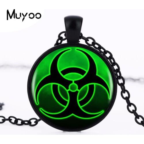 Biohazard Logo Pendant Necklace Charm Vintage Round Black Chain Pendant Necklace Women Jewelry Men Dress Accessories HZ1