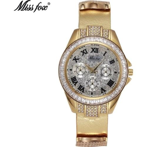Famous Brand Luxury Women Crystal Watches Fashion Golden Ladies Rhinestone Wrist Watch Female Casual Dress Clock Zegarek Damski