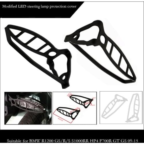 2 Pcs Motorcycle LED Steering Lamp Shields Black/Silver Front/Rear Turning Signals Protection Cover For BMW R1200GS/R/S LC 09-15