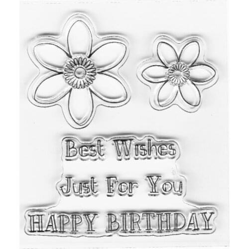 Cute flower clear stamps DIY card wishes stamps happy birthday mini stamps