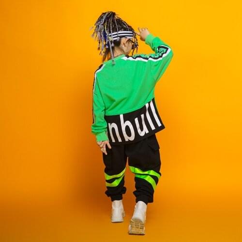 Kid Hip Hop Clothing Print Sweatshirt Shirt Top Streetwear Black Tactical Cargo Pants for Girls Boys Jazz Dance Clothes Costume