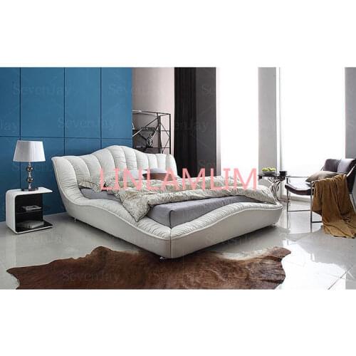 Europe and America Genuine leather bed frame Modern Soft Beds Home Bedroom Furniture cama muebles de dormitorio / camas quarto