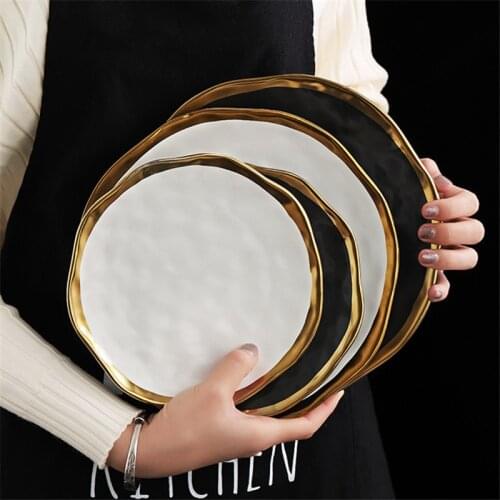 European Style Ceramic Irregular Dinner Snack Dishes Creative Phnom Penh Dessert Plate Dinnerware Kitchen Steak Plate Tableware