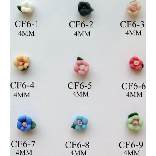 Cf6 3D 30pcs/bag 4MM Handmade Ceramic Mini 5-petal Flower Nail Art Decoration Nail art Flower Deco